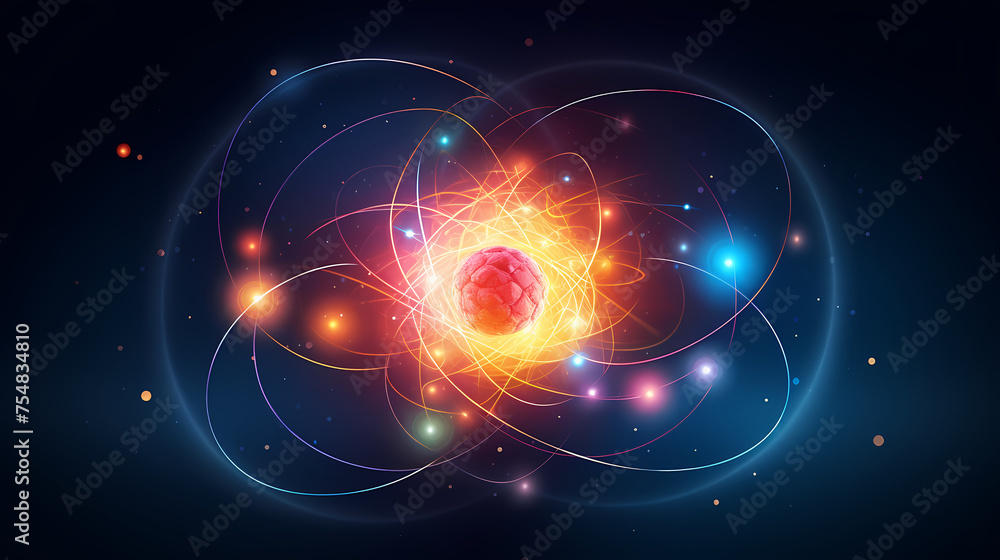 Fototapeta premium atomic nucleus electron neutron proton