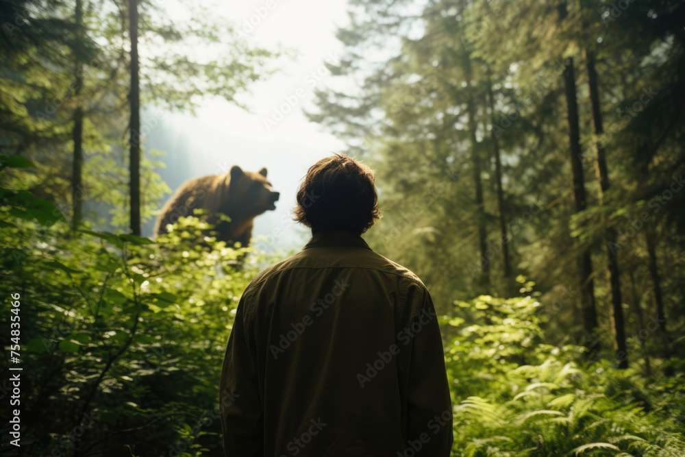 男, 男性, 熊, 森, 森の中, ハイカー, 熊に遭遇する男性, 危険, man, male, bear, forest, woods, hiker, man encountering bear, danger 男, 男性, 熊, 森, 森の中, ハイカー, 熊に遭遇する男性, 危険, man, male, bear, forest, woods, hiker, man encountering bear, danger