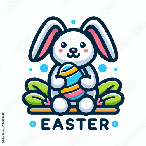 Happy Easter greeting card. Vector illustration logo icon sticker tattoo.