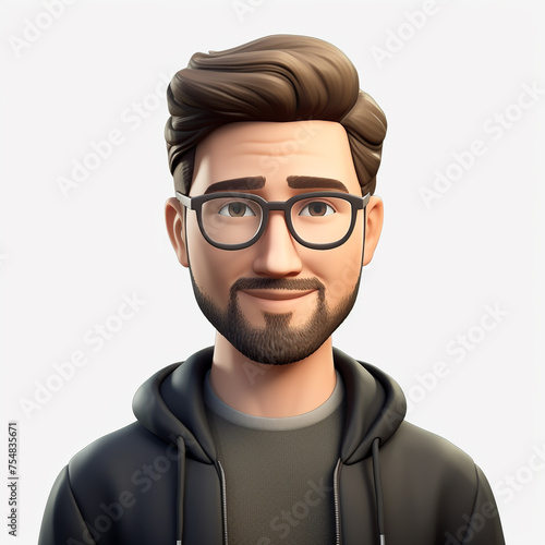 Memoji handsome man on white background сreated with Generative Ai