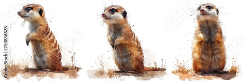 Meerkat cute animal watercolor painting