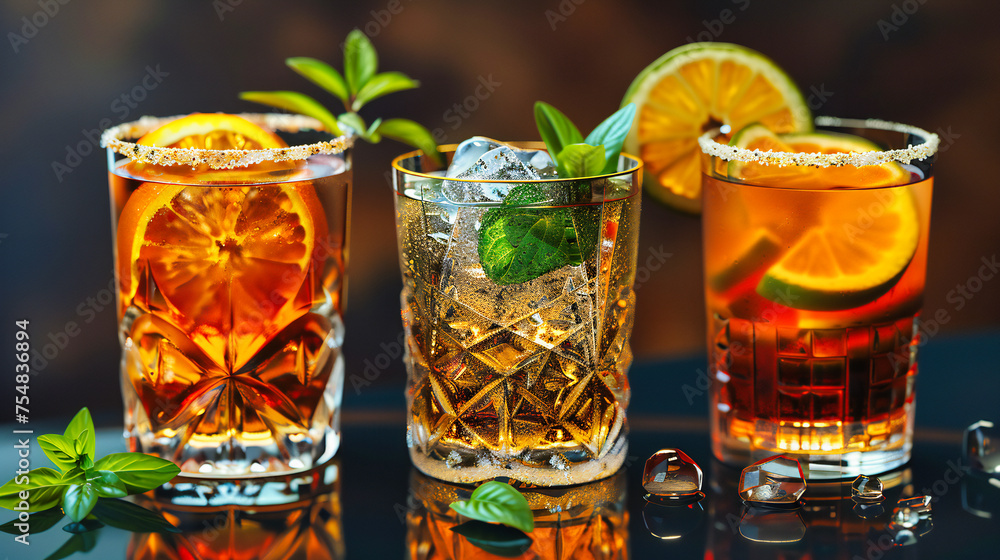 Cold Cocktail with Fresh Mint and Ice, Vibrant Summer Drink in a Glass, Bar and Party Beverage Concept Cold Cocktail with Fresh Mint and Ice, Vibrant Summer Drink in a Glass, Bar and Party Beverage Concept