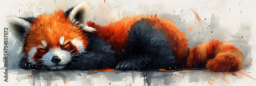 Red panda watercolor painting