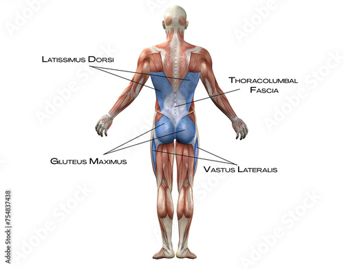 Tableau sur toile Bac k Functional Line - latissimus dorsi, gluteus maximus, vastus lateralis