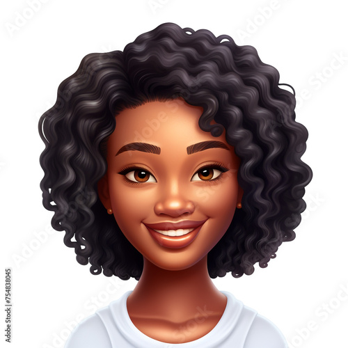 Memoji  beautiful smiling African American woman   reated with Generative Ai