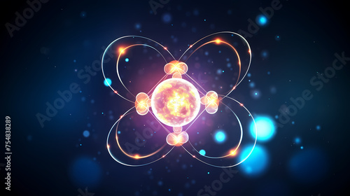 The nucleus is the small, dense region in the center of an atom made up of protons and neutrons © jiejie