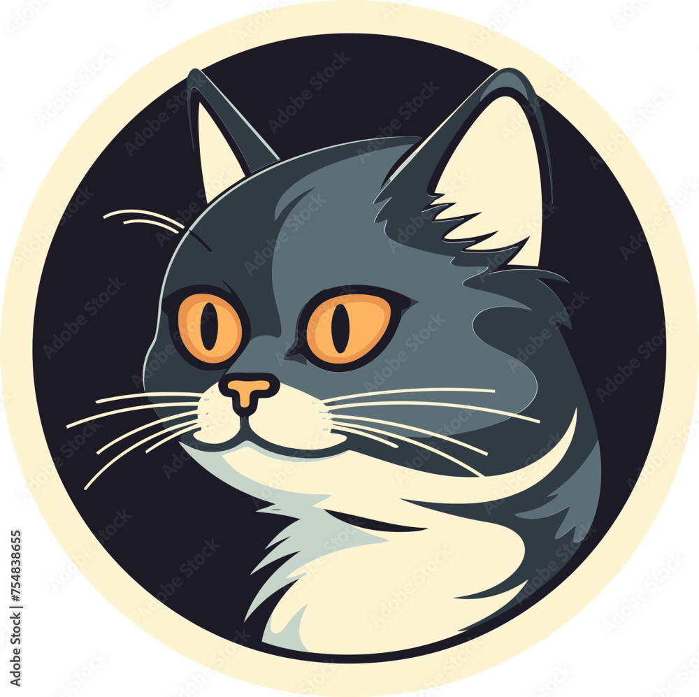 Majestic Cat Majesty Detailed Vector Illustration of a Feline Emblem