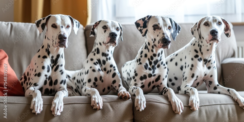 © Attasit - Dalmatian dogs sitting and having fun on the sofa in the house © Attasit - Dalmatian dogs sitting and having fun on the sofa in the house
