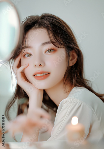 아시아인 뷰티 메이크업 모델