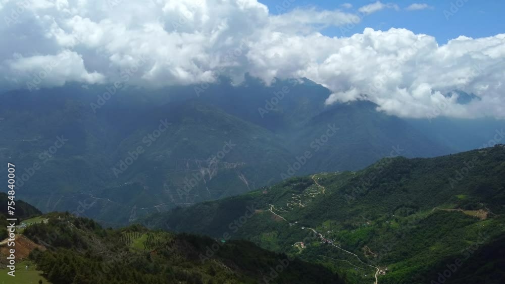 Aerial view tawang town in arunachal pradesh in India. Landscape mountains of himalayas of arunachal pradesh. Aerial view tawang town in arunachal pradesh in India. Landscape mountains of himalayas of arunachal pradesh.