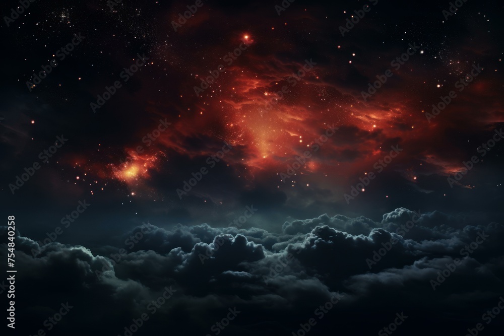 Fototapeta premium Silver-tinted Night sky clouds. Shiny universe. Generate Ai