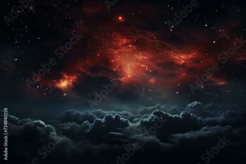 Silver-tinted Night sky clouds. Shiny universe. Generate Ai