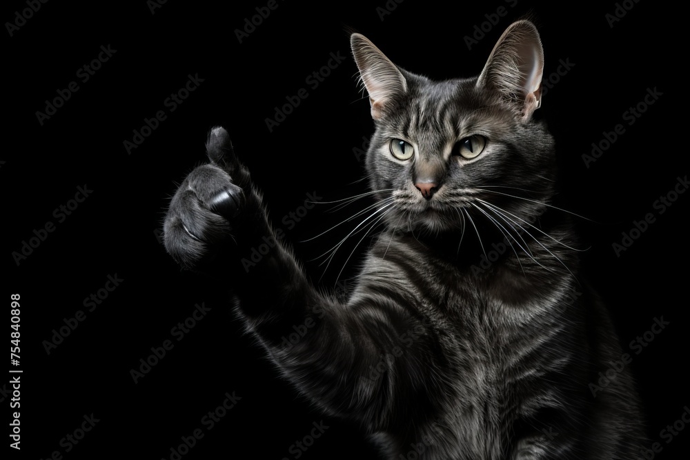 Stylish Cat. Adorable Feline Rocking Sunglasses and Flashing a Delightful Thumbs Up Gesture