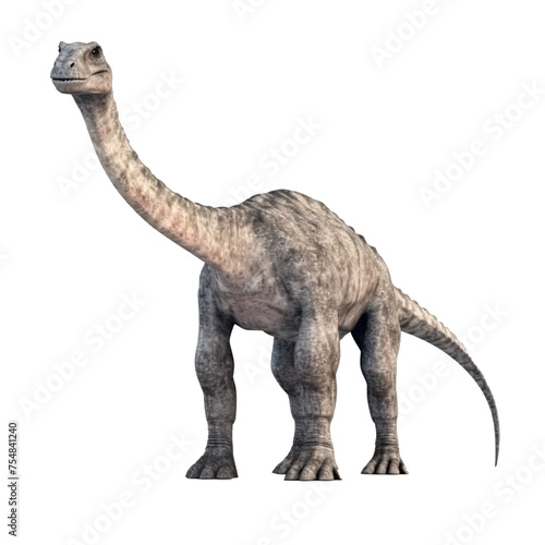 Apatosaurus - A grey sauropod dinosaur with a long neck and tail isolated on transparent background, element remove background
