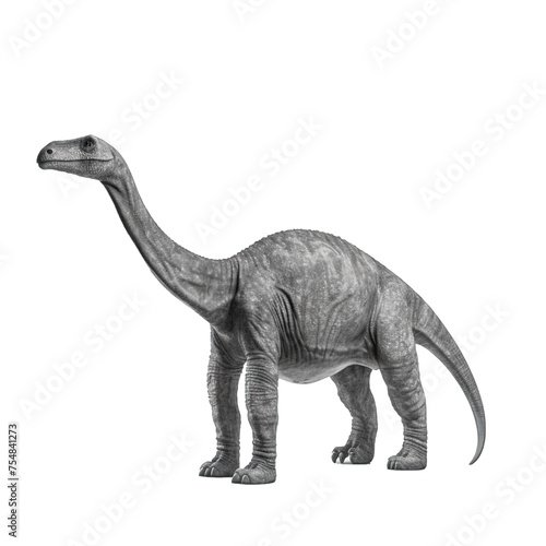Apatosaurus - A grayscale drawing of a dinosaur with a long neck and a long tail isolated on transparent background, element remove background © minhnhat
