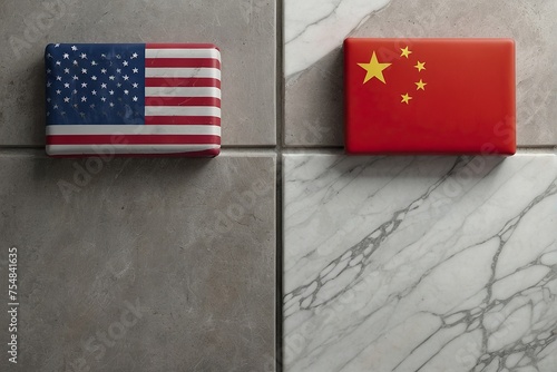 America China Flag on table china us friendship trading business etc 