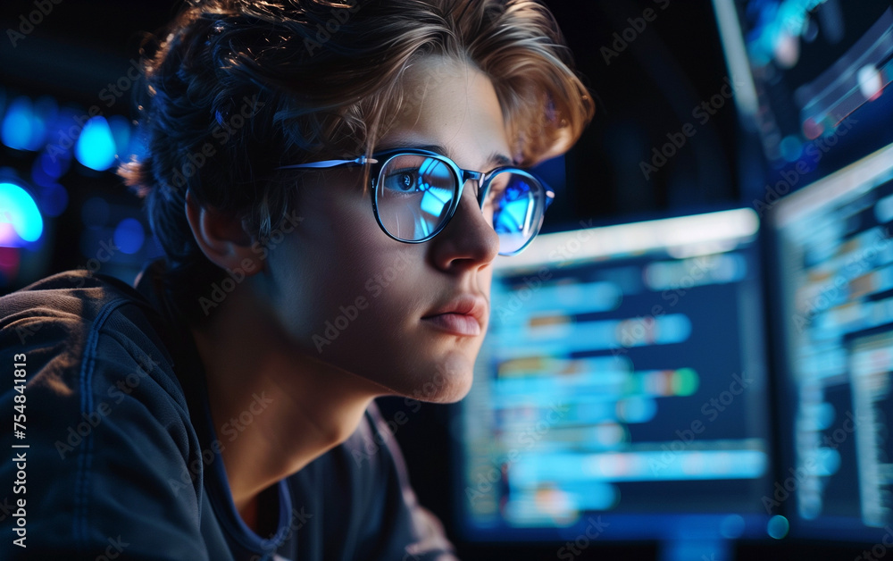 Coding journey: young programmer delving into data Coding journey: young programmer delving into data
