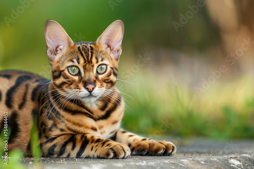A Bengal cat gracefully isolated against a bright backdrop