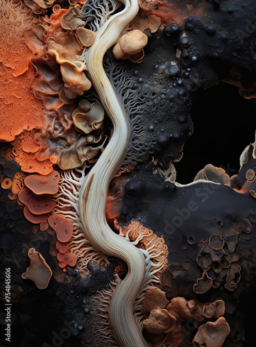 Close up of mushroom. Microcosm of mold. AI generated © Natali Batu