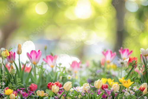 A vibrant image of a colorful floral border surrounding a large open space