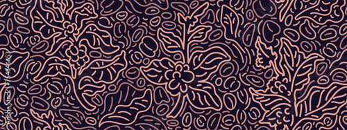 Abstract coffee branch pattern Doodle bean Arabica
