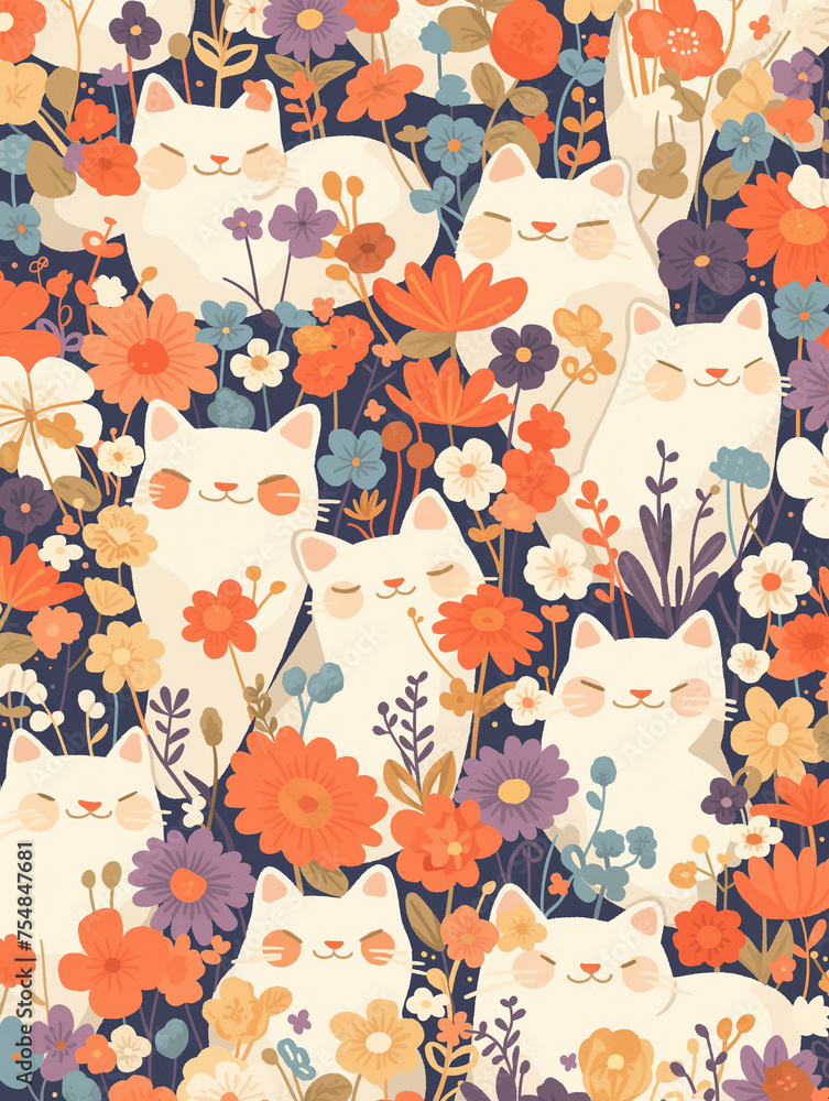 Fototapeta premium Cat pattern.generative ai.