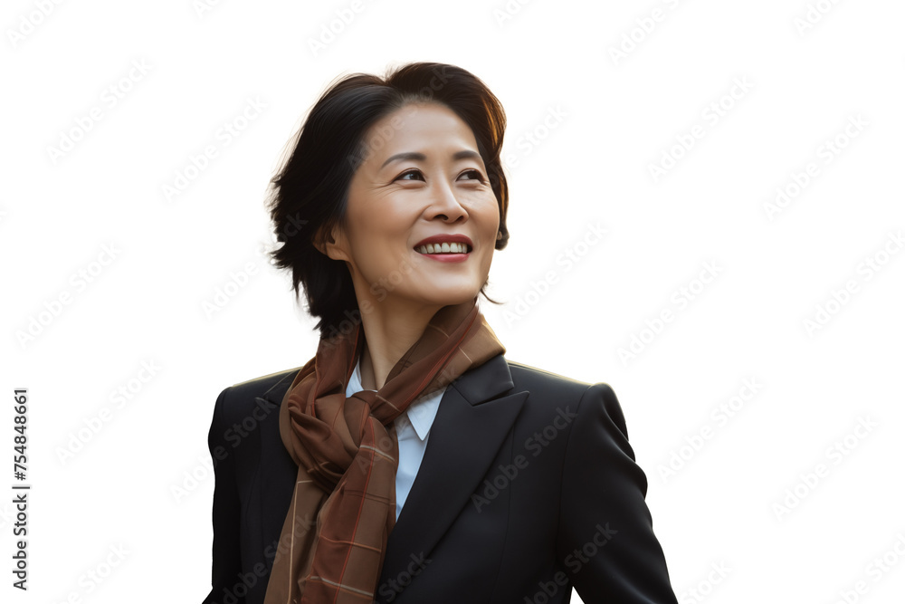 Middle aged Chinese woman on isolated chroma key background Middle aged Chinese woman on isolated chroma key background