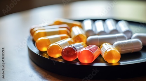 Pill organizer with daily doses.