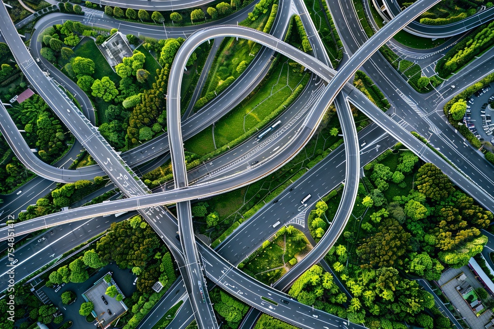 Aerial view of highway network 