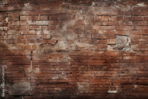 Crumbled Old brick wall. Brown stone old. Generate Ai