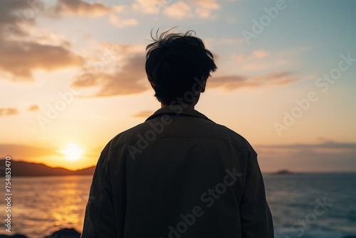                                                                                                            Male  male back view  sunset  sunset view  men watching sunset  freedom  silhouette of man