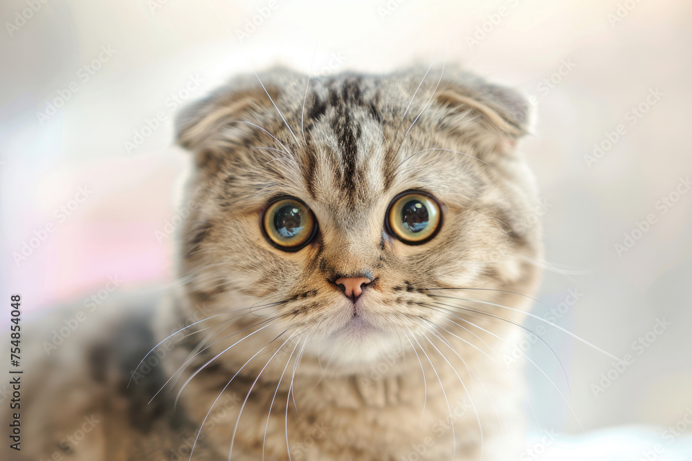 A Scottish Fold cat, showcasing its unique folded ears and captivating expression
