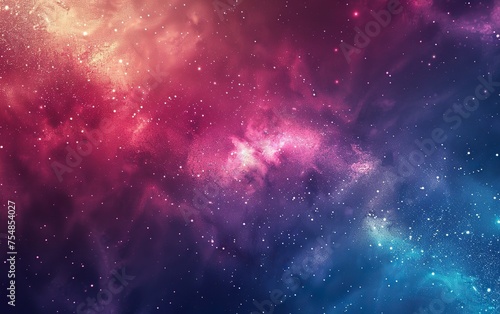 A colorful galaxy with a purple and blue background and pink and orange stars © Stormstudio