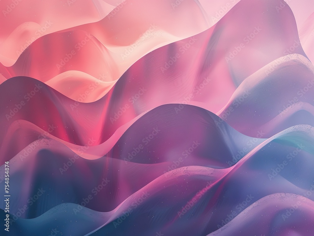 Obraz premium A colorful, abstract image of a mountain range with a pink and blue hue