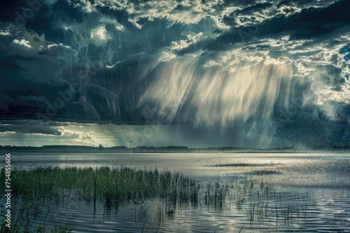 A captivating image of a torrential spring rain, showcasing the power and beauty of nature's fury © Veniamin Kraskov