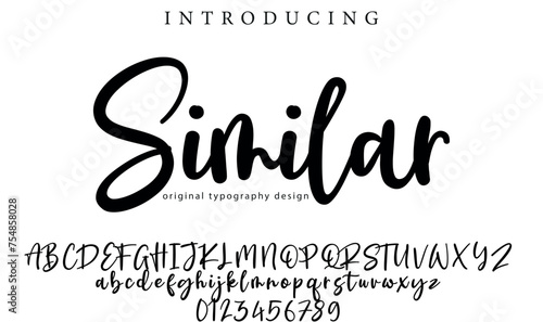 Similar Font Stylish brush painted an uppercase vector letters, alphabet, typeface