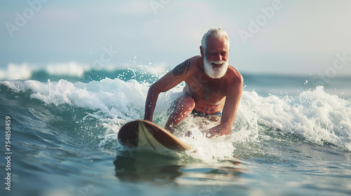 Active senior surfer fit women having fun Sporty © Optinik