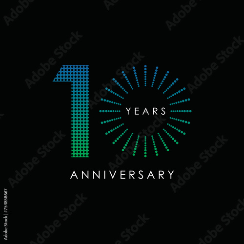 10 th anniversary logo gradation. on black background