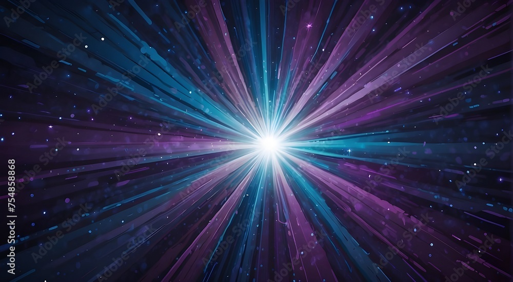 Cosmic Rays Feel Background,3D render of an abstract cosmic panorama background with glowing lines and neon pink and blue neon rays. Hyperspace space warp background with multicolored streaks of light
