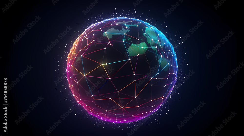 Spherical network structure, creating a futuristic or abstract look Spherical network structure, creating a futuristic or abstract look