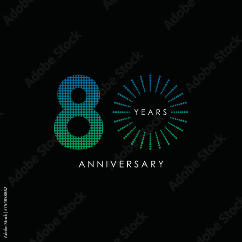 80 th anniversary logo gradation. on black background