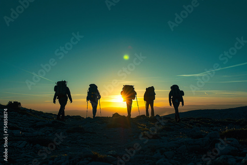 group of people at sunset - friendship