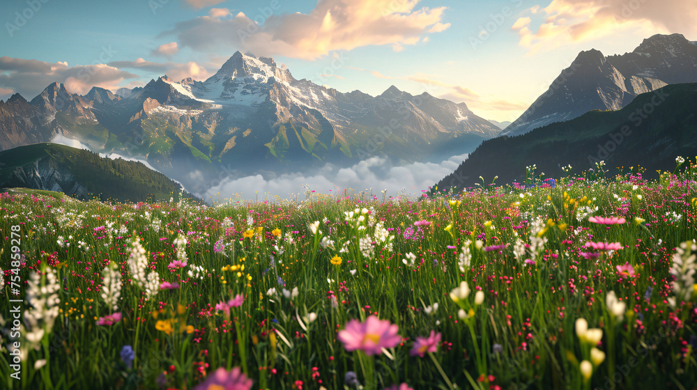 Fototapeta premium alpine meadow in the mountains