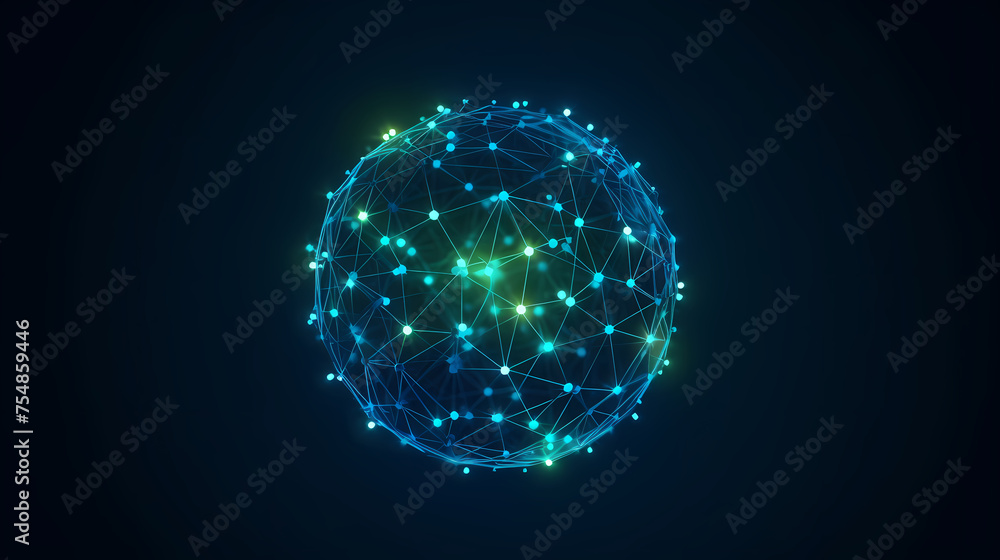 Spherical network structure, creating a futuristic or abstract look Spherical network structure, creating a futuristic or abstract look