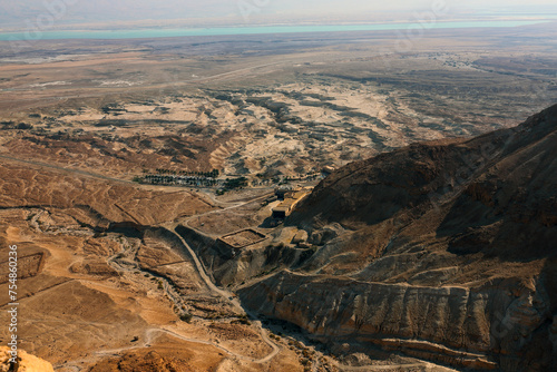 Travel to Israel. Massada fortress. Ancient ruins.
