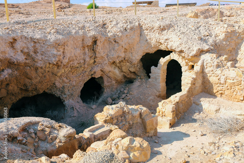 Travel to Israel. Massada fortress. Ancient ruins.