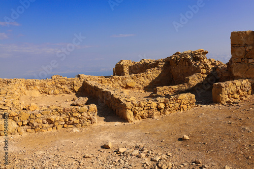 Travel to Israel. Massada fortress. Ancient ruins.