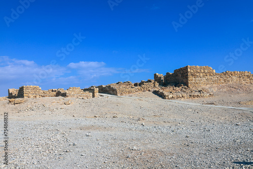 Travel to Israel. Massada fortress. Ancient ruins.