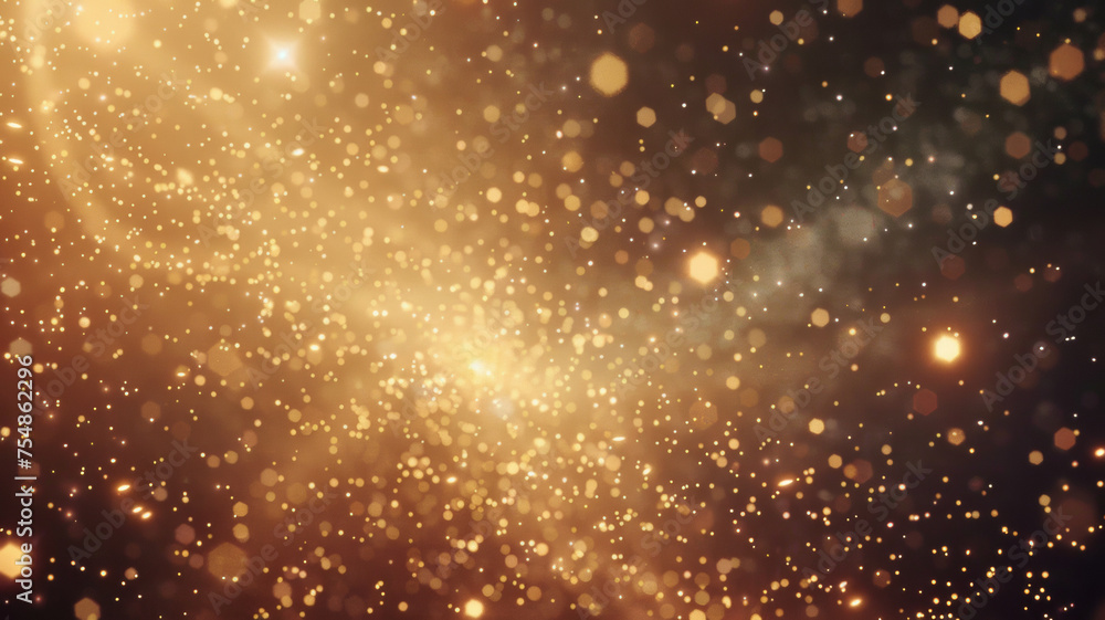 A warm, sparkling glow of bokeh lights creates a magical, dreamy atmosphere.