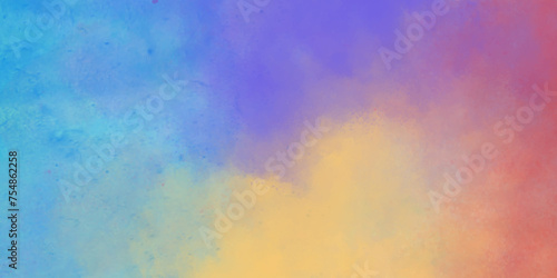 Abstract watercolor background. Colorful sunset or Easter sunrise sky, blue clouds textured. Abstract colorful watercolor background. Rainbow watercolor background